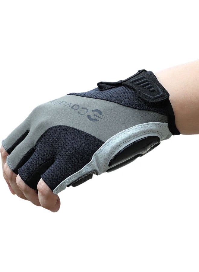 CAVALRY Silicone Half-Finger Gloves, Summer Outdoor Sports Fitness Gloves, Men'S And Women'S Gel Short-Finger Mountain Bike Road Bike Shock-Absorbing Sweat-Wicking Gloves, Cycling Equipment, Black And Gray, Size L - Image 2