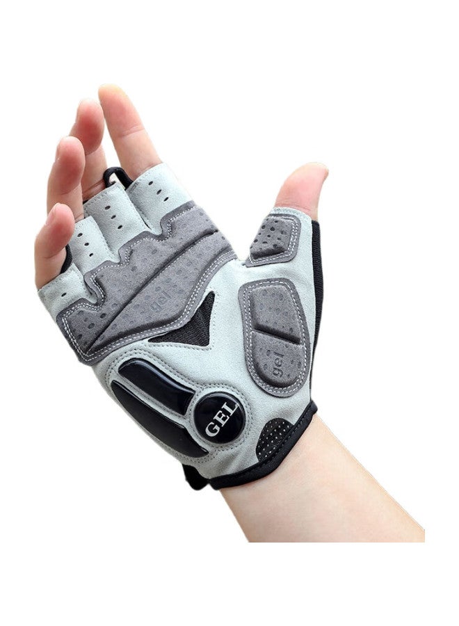 CAVALRY Silicone Half-Finger Gloves, Summer Outdoor Sports Fitness Gloves, Men'S And Women'S Gel Short-Finger Mountain Bike Road Bike Shock-Absorbing Sweat-Wicking Gloves, Cycling Equipment, Black And Gray, Size L - Image 3
