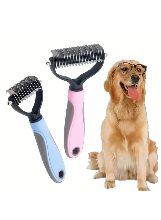 Professional Pet Groomer Recommended Double Sided Multi Functional Cat Dog Comb With Non Slip Handle And Detangling Technology Heavy Duty Densely Packed Teeth Deep Hair Reduces Shedding Bacterial Growth All In One Brush For Dogs Cats Small To Large Breeds Home Professional Grooming Flea Comb For Sensitive Beige Use Blue - Image 5