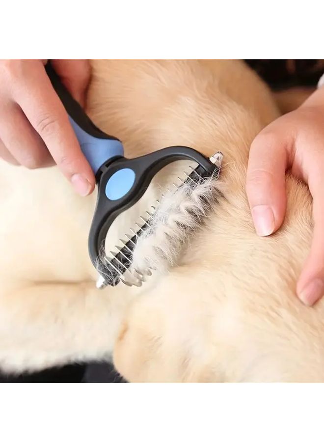 Professional Pet Groomer Recommended Double Sided Multi Functional Cat Dog Comb With Non Slip Handle And Detangling Technology Heavy Duty Densely Packed Teeth Deep Hair Reduces Shedding Bacterial Growth All In One Brush For Dogs Cats Small To Large Breeds Home Professional Grooming Flea Comb For Sensitive Beige Use Blue - Image 3