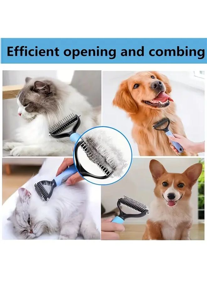 Professional Pet Groomer Recommended Double Sided Multi Functional Cat Dog Comb With Non Slip Handle And Detangling Technology Heavy Duty Densely Packed Teeth Deep Hair Reduces Shedding Bacterial Growth All In One Brush For Dogs Cats Small To Large Breeds Home Professional Grooming Flea Comb For Sensitive Beige Use Blue - Image 1