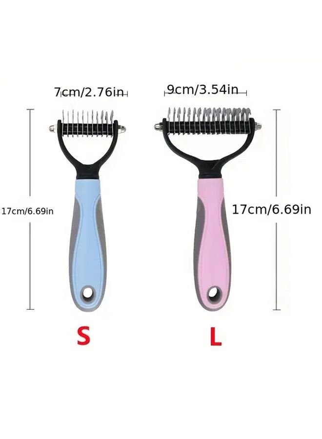 Professional Pet Groomer Recommended Double Sided Multi Functional Cat Dog Comb With Non Slip Handle And Detangling Technology Heavy Duty Densely Packed Teeth Deep Hair Reduces Shedding Bacterial Growth All In One Brush For Dogs Cats Small To Large Breeds Home Professional Grooming Flea Comb For Sensitive Beige Use Blue - Image 4