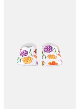 Woz Kids Girl Floral Print Slip On Clogs, White Combo  - Image 4