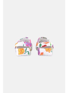Woz Kids Girl Floral Print Slip On Clogs, White Combo  - Image 2