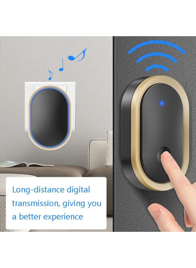 Generic - CACAZI A99 Home Smart Remote Control Doorbell Elderly Pager, Style:EU Plug(Black) - Image 1