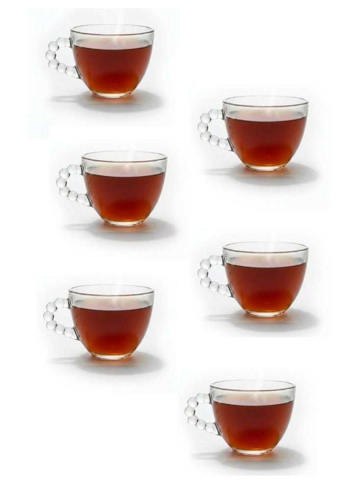 بريميم أكواب شاي زجاجية تركية بمقبض فني – مجموعة مكونة من ست قطع، مقاومة للحرارة، سعة مئتي مل، بأناقة عصرية - Image 1