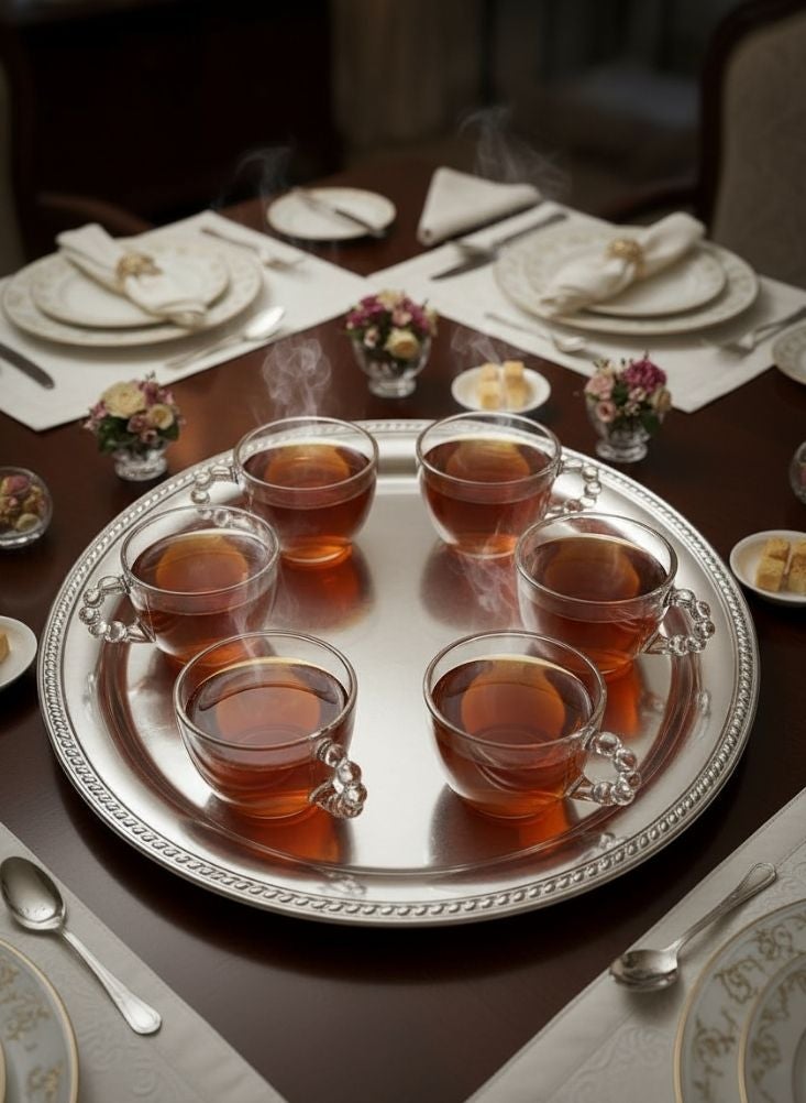 بريميم أكواب شاي زجاجية تركية بمقبض فني – مجموعة مكونة من ست قطع، مقاومة للحرارة، سعة مئتي مل، بأناقة عصرية - Image 3