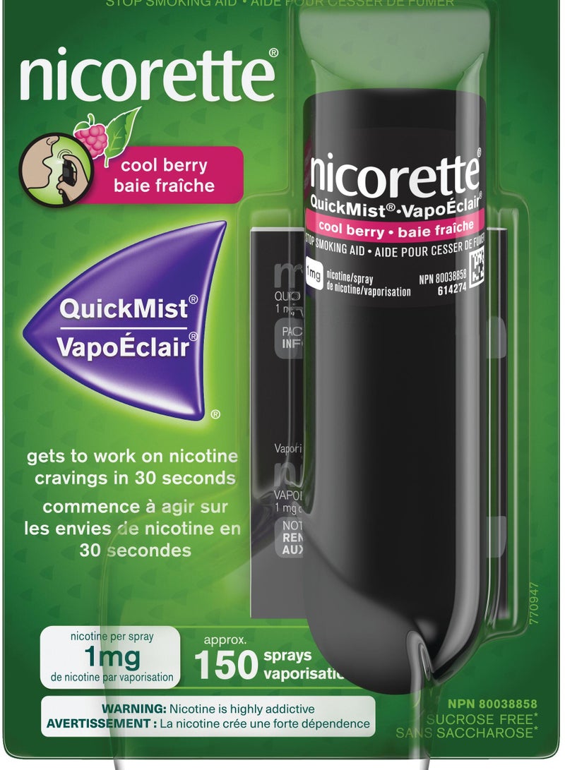نيكوريت بخاخ سريع المفعول، 1 ملغ، بنكهة التوت البارد، يحتوي على 150 بخة. - Image 1