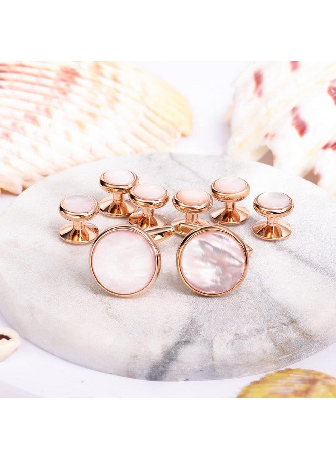 هاوسن طقم أزرار أكمام ومسامير بدلة رسمية للرجال مع صندوق هدايا، أزرار أكمام من عرق اللؤلؤ باللون الذهبي الوردي للقميص الفرنسي والقميص الرسمي، مناسب لحفلات الزفاف وأعياد الميلاد والحفلات والذكرى السنوية - Image 5