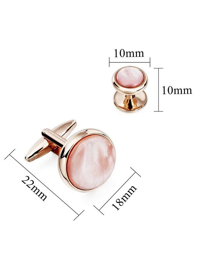 هاوسن طقم أزرار أكمام ومسامير بدلة رسمية للرجال مع صندوق هدايا، أزرار أكمام من عرق اللؤلؤ باللون الذهبي الوردي للقميص الفرنسي والقميص الرسمي، مناسب لحفلات الزفاف وأعياد الميلاد والحفلات والذكرى السنوية - Image 3