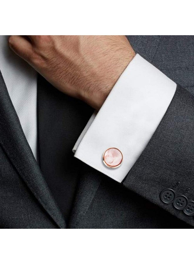 هاوسن طقم أزرار أكمام ومسامير بدلة رسمية للرجال مع صندوق هدايا، أزرار أكمام من عرق اللؤلؤ باللون الذهبي الوردي للقميص الفرنسي والقميص الرسمي، مناسب لحفلات الزفاف وأعياد الميلاد والحفلات والذكرى السنوية - Image 2