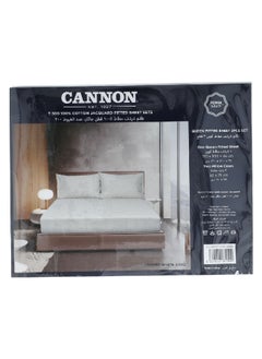 Cannon 3-Piece Premium Quality T300 Cotton Jacquard Fitted Sheet Set White Sand Queen 6 x 30 x 25 cm CN Q3PCFTDT300-WSND 