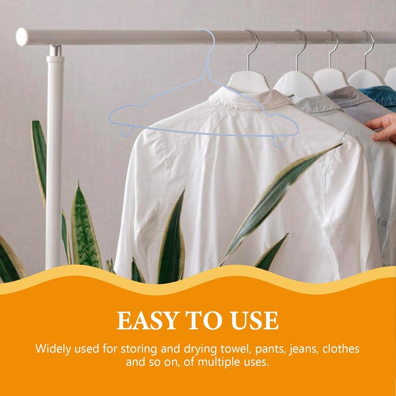 Non-Slip Clothes Hangers for Home Use, 10pcs Blue Plastic-Coated Stainless Steel Hangers with Hooks, Anti-Skid Heavy Duty Coat and Pants Organizer for Closet Storage - Image 3