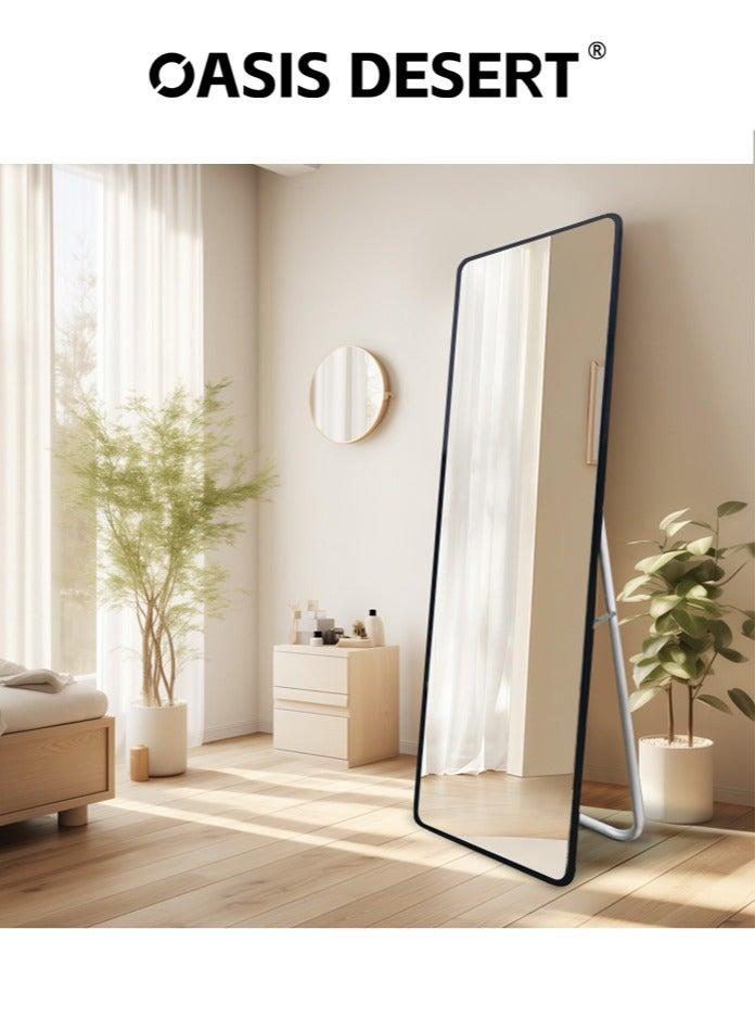 صحراء الواحة مرآة الألومنيوم الأسود ذات الطول الكامل مع حامل وجبل الحائط الخيار 160أخرة 50 CM - Image 1