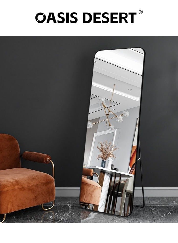 صحراء الواحة مرآة الألومنيوم الأسود ذات الطول الكامل مع حامل وجبل الحائط الخيار 160أخرة 50 CM - Image 5