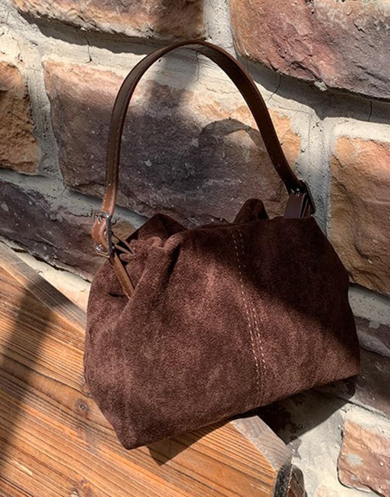 EMGILL Mini Suede Tote Bag for Women Pleated Cloud Handbag Trendy Shoulder Crossbody Purse Dumpling Bag Underarm Purses - Image 5