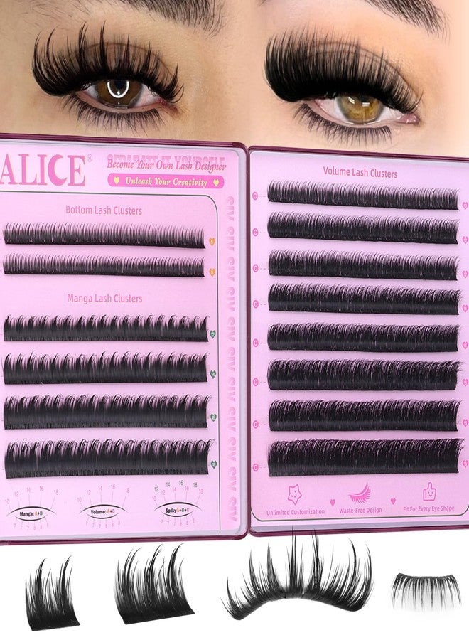 ALICE Flaunt Lash Clsuters Eyelash Clusters, Fluff Lash Extensions Anime Spiky Eyelash Extensions, Fairy Manga Volume Individual Lashes with Bottom Lashes 8-18mm SIY Separate it Yourself - Image 1