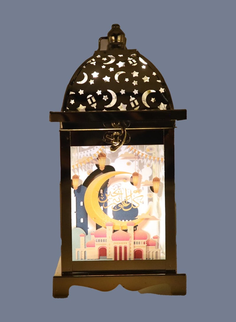 يوويل فانوس رمضان، مصباح زينة رمضان، مصباح زينة العيد للاستخدام الداخلي والخارجي مع مكبر صوت لتشغيل الموسيقى الإسلامية - Image 2