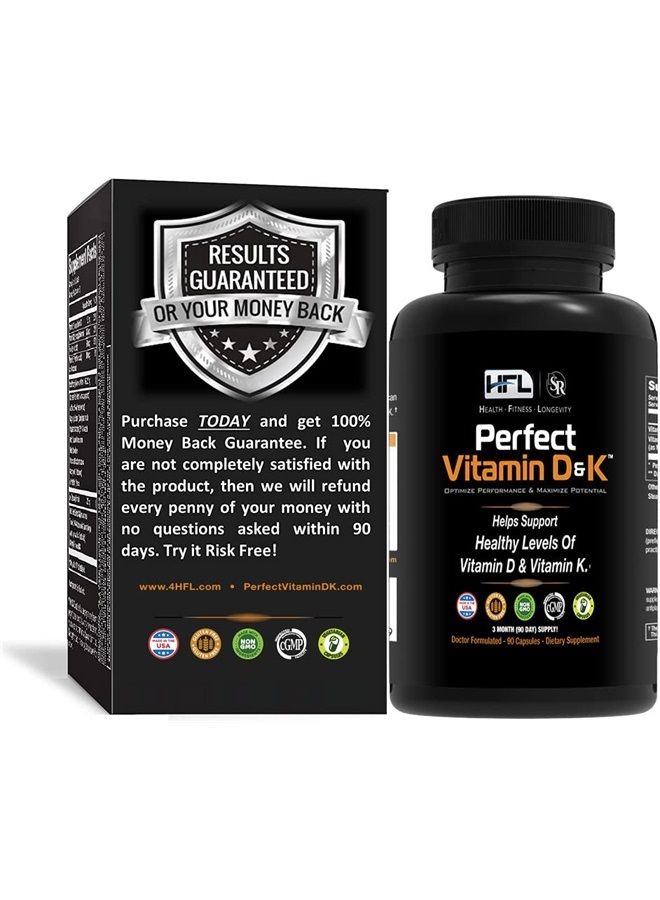 HFL Perfect Vitamin D&K™ by Dr. Sam Robbins | Vitamin D3 & K2 (MenaQ7® MK-7) | 3 Month Supply | 2X Absorbable | Vegan, Plant-Based, Micro-Encapsulated  - Image 1