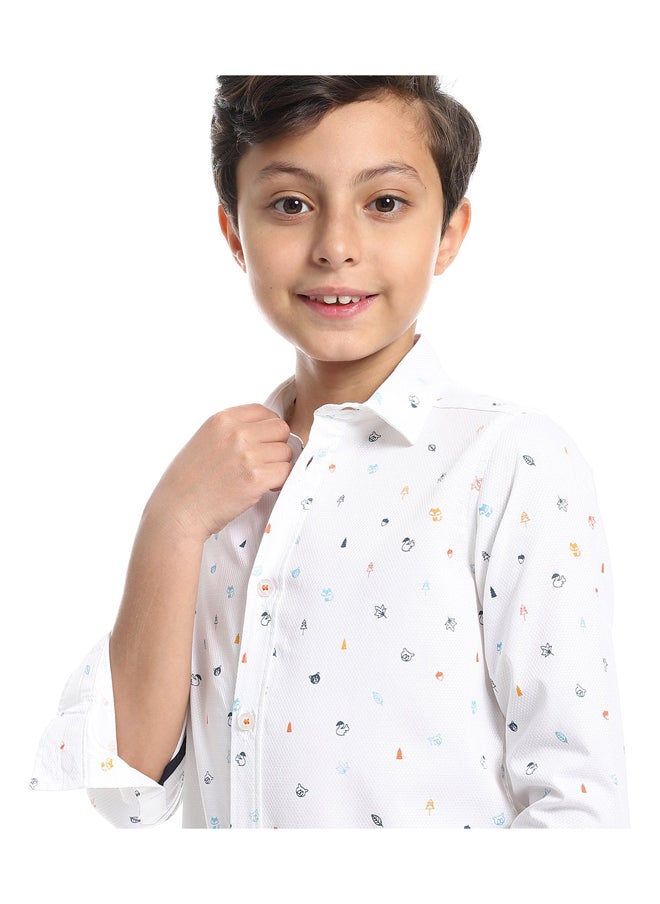 Andora - Long Sleeves Little Drawings Allover Shirt - Image 1
