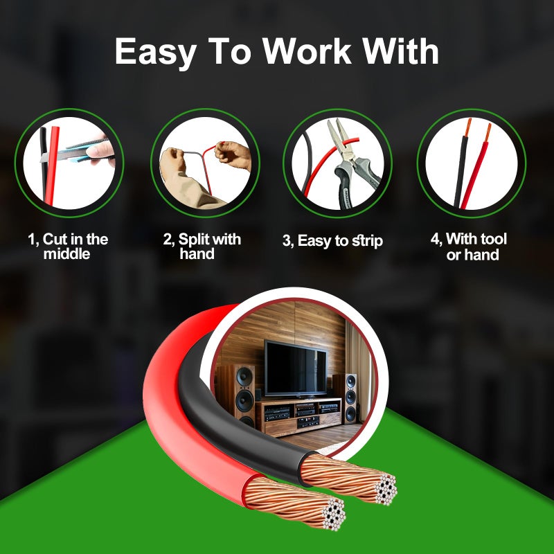 TYUMEN 12 Gauge Wire 50FT, 12 AWG Red Black Hookup Electrical Wire LED Strips Extension Cord 12V/24V DC Cable, 12AWG 2 Conductors Flexible Wire for in-Home, Autos, Schools use - Image 3