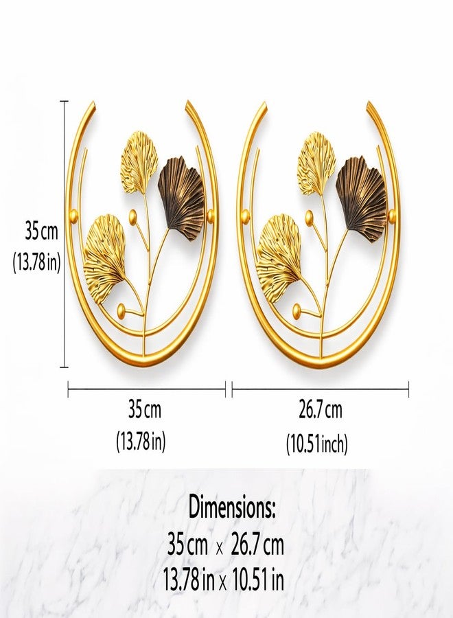 مجموعة لوحات جدارية معدنية فاخرة على شكل زهرة ذهبية من F-RIQA METAL®، قطعتان (13.8 × 10.5 بوصة) | ديكور جداري أنيق بتصميم حلقة لغرفة النوم وغرفة المعيشة (كلاسيكي) - Image 3