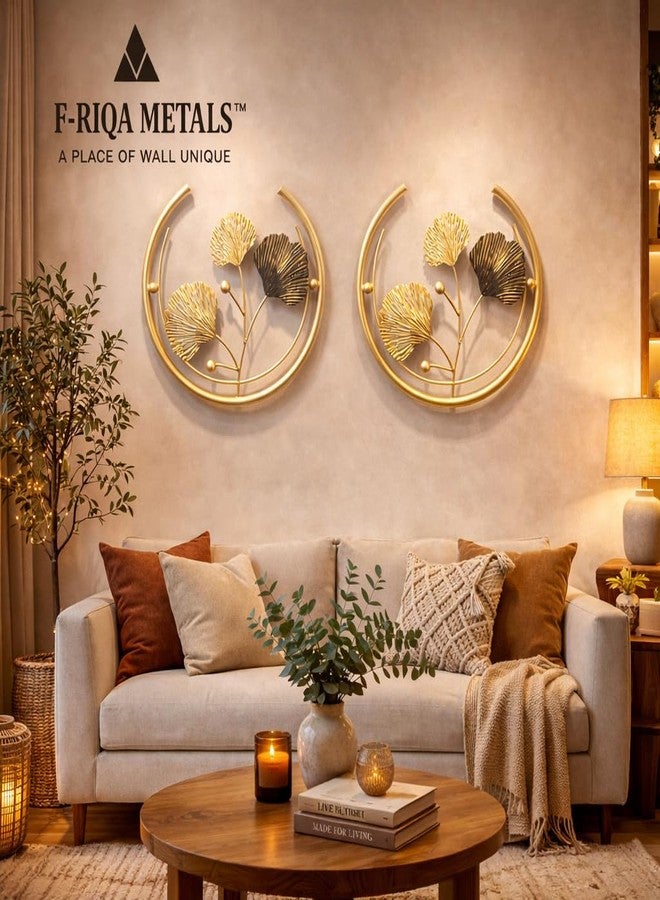مجموعة لوحات جدارية معدنية فاخرة على شكل زهرة ذهبية من F-RIQA METAL®، قطعتان (13.8 × 10.5 بوصة) | ديكور جداري أنيق بتصميم حلقة لغرفة النوم وغرفة المعيشة (كلاسيكي) - Image 5