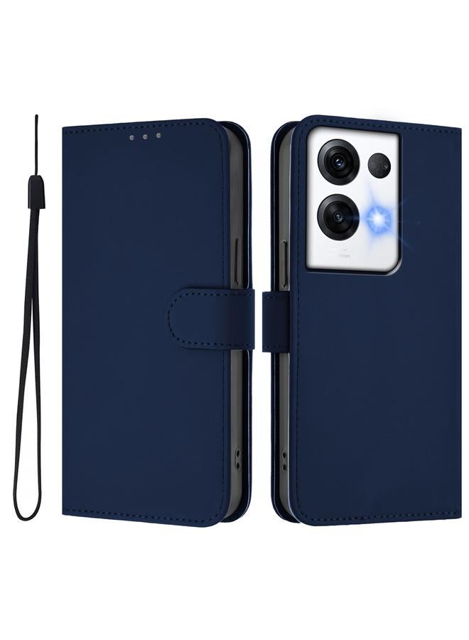 S-TOP Case For OPPO Reno8 Pro 5G Global Skin Feel Solid Color Leather Phone Case with Lanyard - Image 2