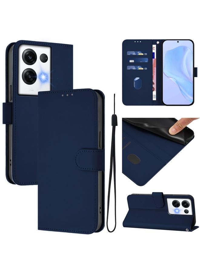 S-TOP Case For OPPO Reno8 Pro 5G Global Skin Feel Solid Color Leather Phone Case with Lanyard - Image 1