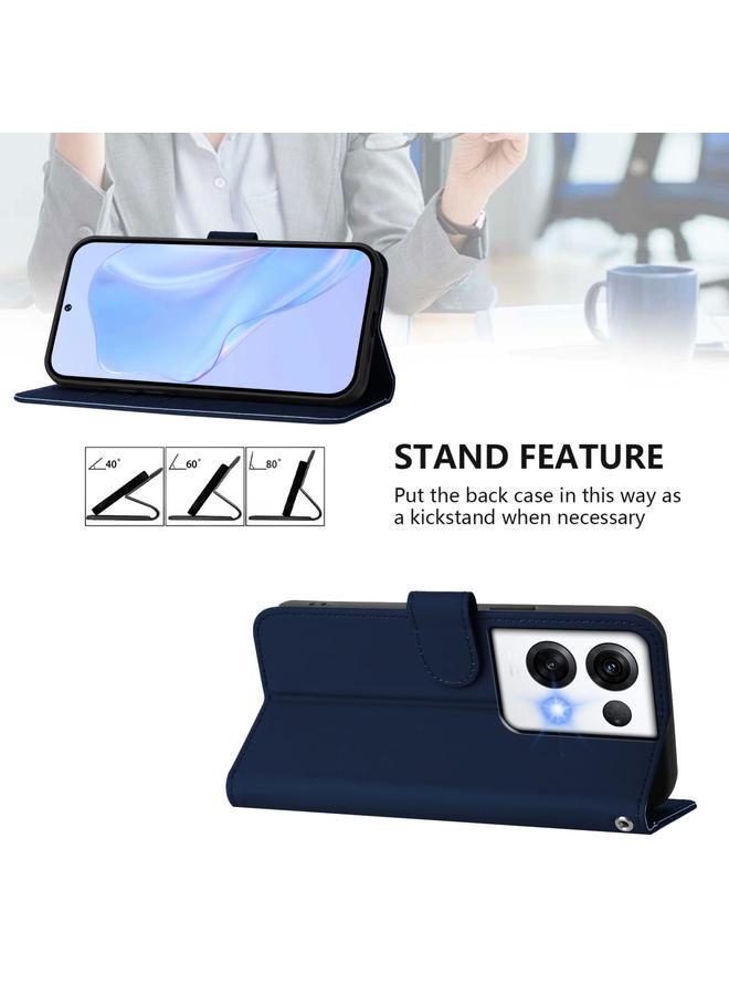 S-TOP Case For OPPO Reno8 Pro 5G Global Skin Feel Solid Color Leather Phone Case with Lanyard - Image 3