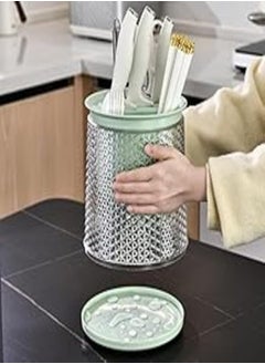 Cutter Block Countertop Free Standing Storage Heavy Duty Hard Chopsticks Spoons, Kinves And Froks Tableware Storage Box Kitchen Accessories (Green)