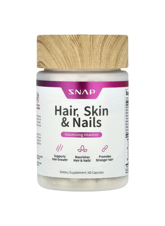 SNAP SUPPLEMENTS - Snap Supplements, Hair, Skin & Nails , 60 Capsules - Image 1