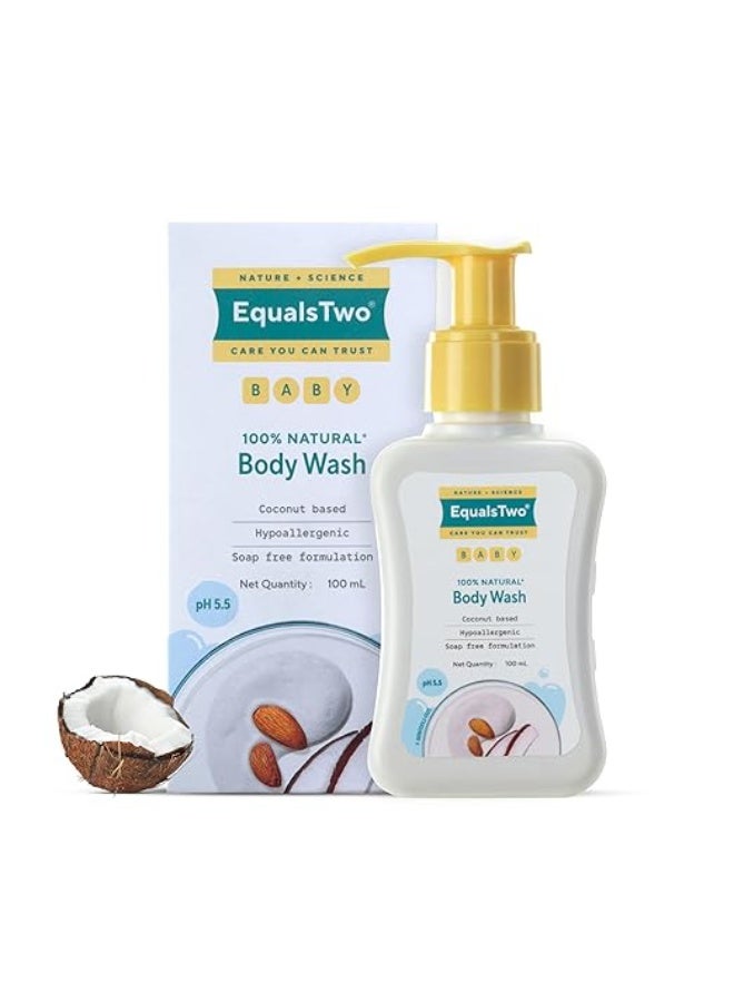 EQUALSTWO by Zydus Baby Body Wash 100ml, Tear-free & Soap-free, Head to Toe Baby Wash for Bath, Hypoallergenic & Dermatologically Tested, pH 5.5, Gentle Hydration for All Skin Types, (Pack 1) - Image 1