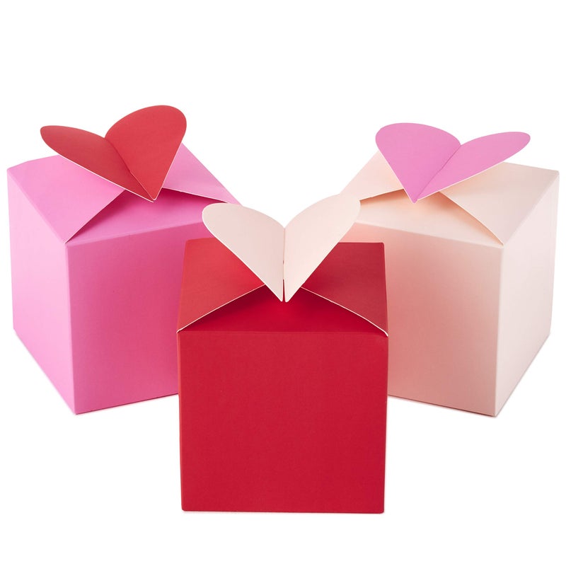 Hallmark 5JVG1928 Paper Wonder 3 Small Valentines Gift Boxes Pack of 3 Hearts in Pink Purple and Red