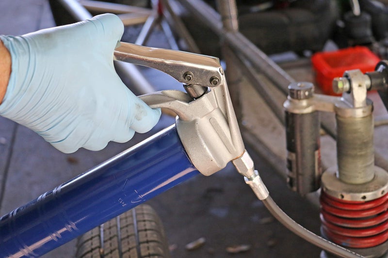 Lincoln 1134 Pistol Grip Grease Gun with 18" Whip Flex Hose and Coupler, 6" Rigid Extension, 7,500 PSI, Premium Dual Lip Follower, Variable Stroke, Jam-Proof Toggle, Filler Air Bleeder Combo - Image 3