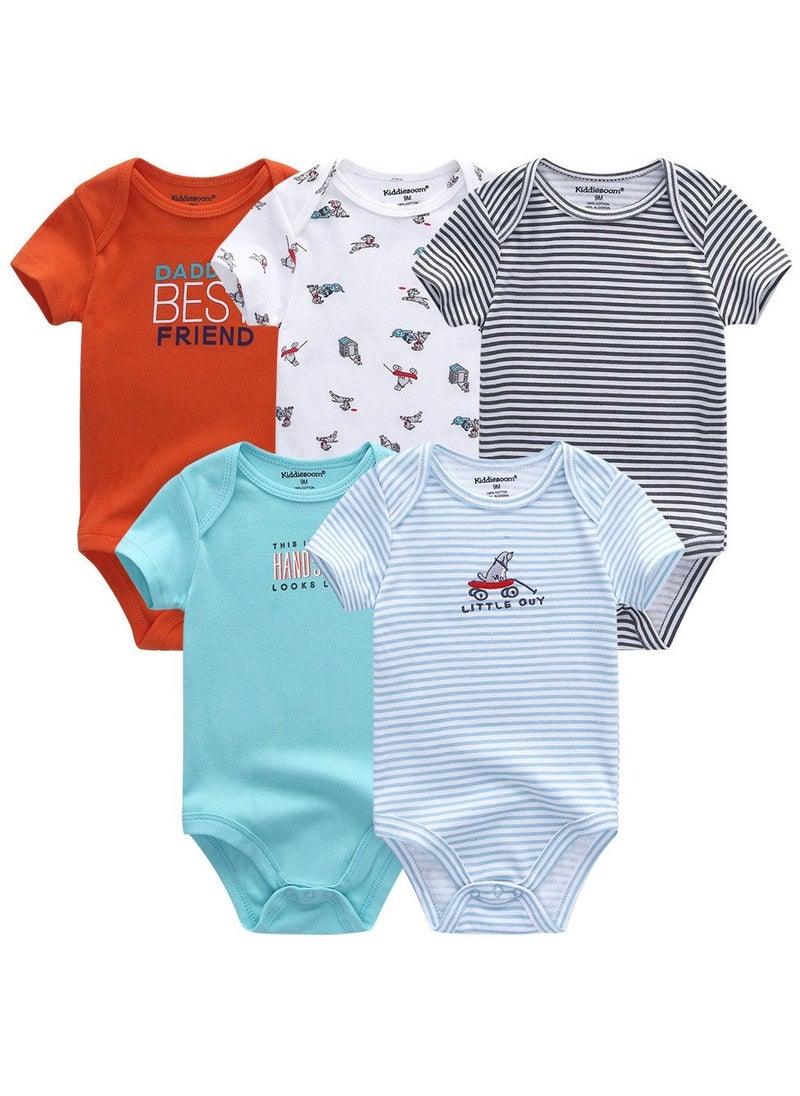 RedMapleTEK Baby Pure Cotton Jumpsuit Short-sleeved Crawling Suit Five-piece Set  - Image 1