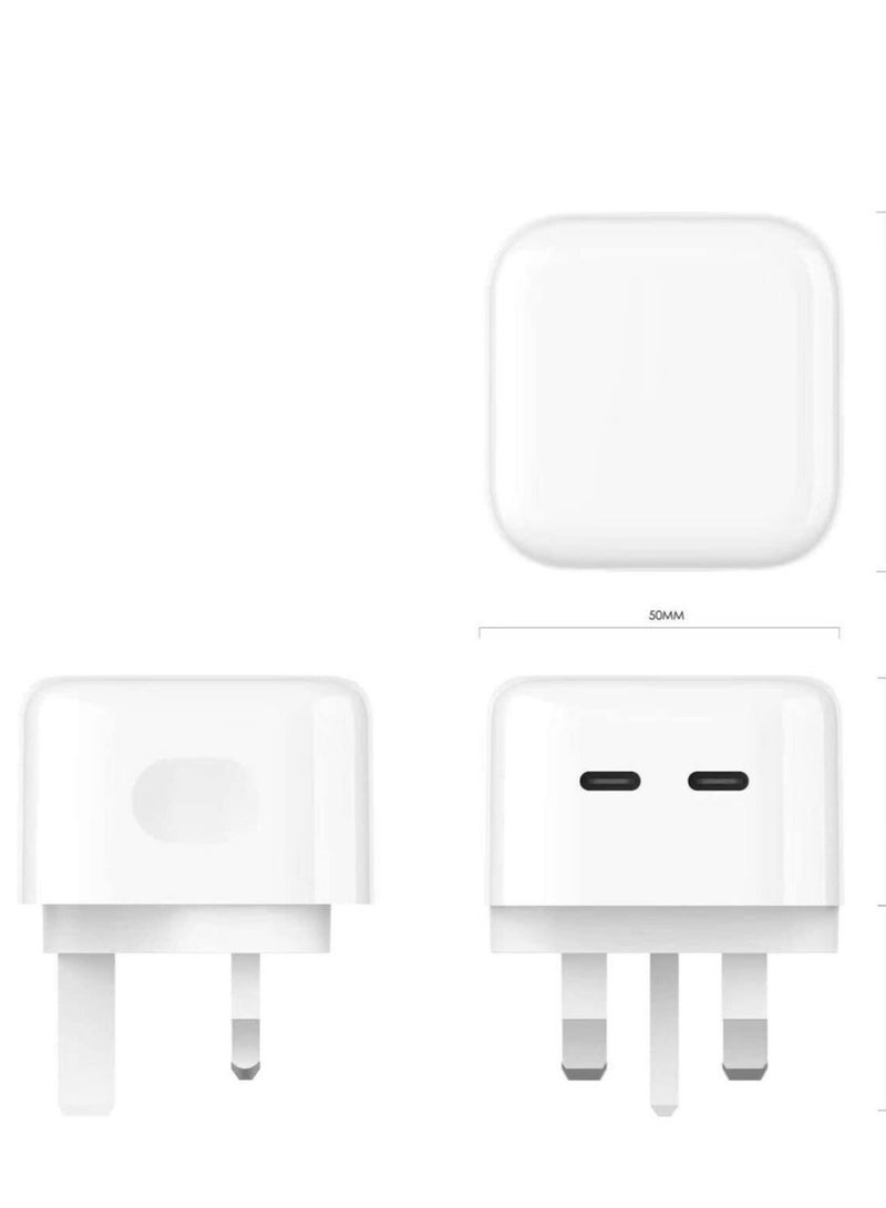 ELTRAZONE Original 35W USB-C Power Adapter For iPhone 14 13 12 11 Pro Max 14 Plus XS XR XS Max iPad Pro Macbook Dual Type C Port PD Fast Charging UK Plug Wall Charger - Image 3