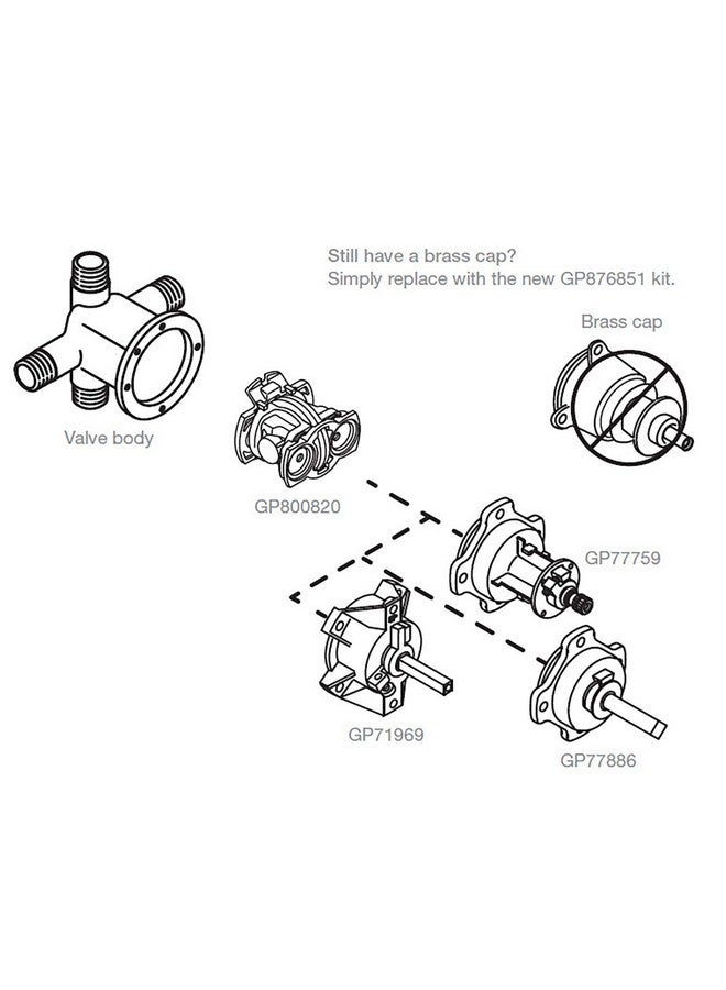 KOHLER GP876851 Rite-Temp Pressure-Balancing Cartridge and Mixer Cap Kit, Compatible with KOHLER Shower Valves K-304 and K-11748 Platforms, SINGLE, Black - Image 2