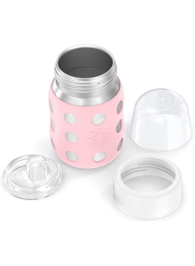 Lifefactory 8-Ounce Stainless-Steel Vacuum-Insulated Wide-Neck Baby Bottle with Sippy, Desert Rose - Image 4