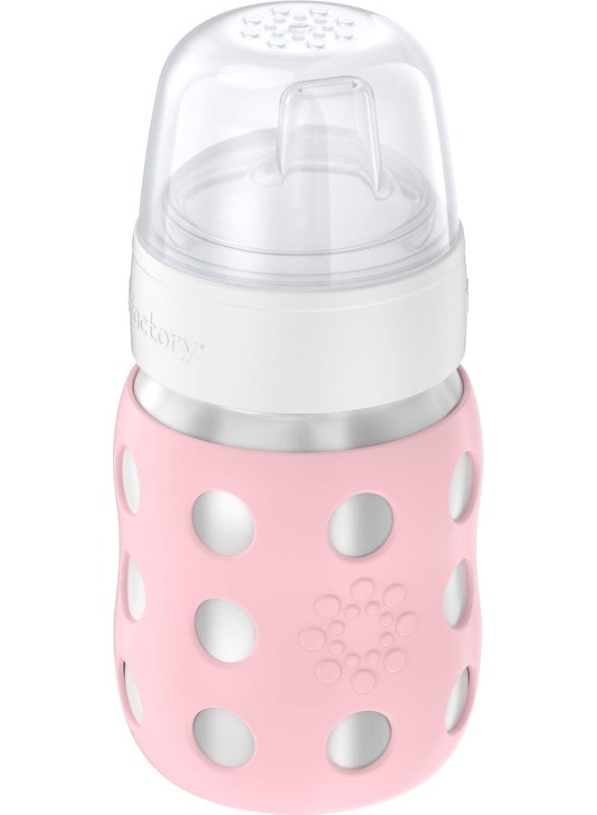 Lifefactory 8-Ounce Stainless-Steel Vacuum-Insulated Wide-Neck Baby Bottle with Sippy, Desert Rose - Image 2