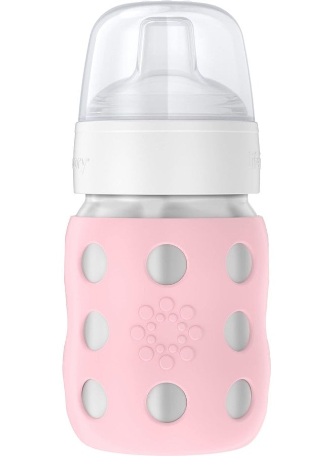 Lifefactory 8-Ounce Stainless-Steel Vacuum-Insulated Wide-Neck Baby Bottle with Sippy, Desert Rose - Image 1