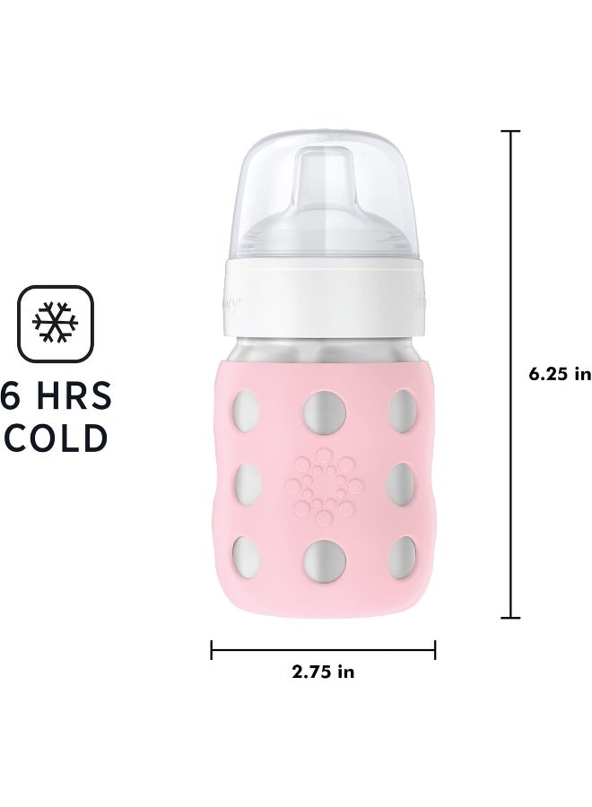 Lifefactory 8-Ounce Stainless-Steel Vacuum-Insulated Wide-Neck Baby Bottle with Sippy, Desert Rose - Image 5