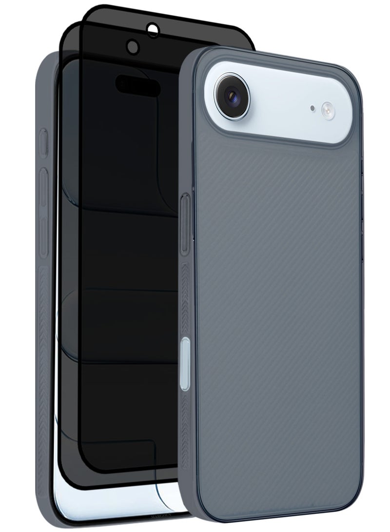 CATANES 3 Packs Case Cover for iPhone 17 Air - Sturdy Durable Ultra-Thin Case - Air Skin Line Design Transparent Back Cover - Drop Protection Cover  with Two Privacy Screen Protectors - Midnight Blue - Image 1