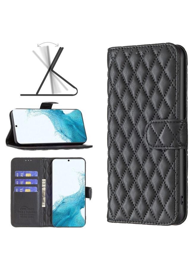 اس-توب جراب لهاتف Samsung Galaxy S22 5G مع محفظة جلدية بتصميم شبكي ماسي - Image 1