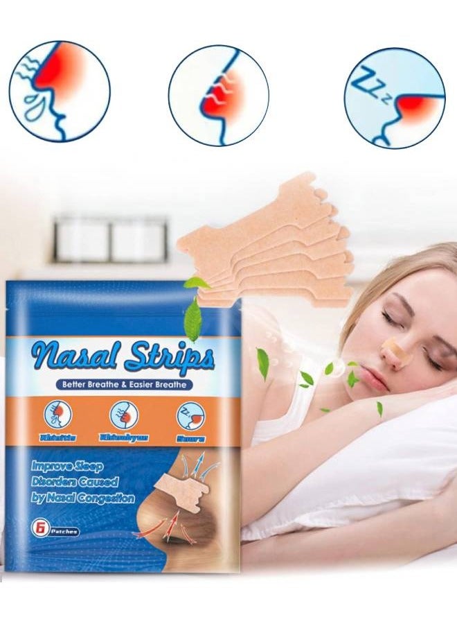 Sumifun 6 Pcs Nasal Strips Nose Strips for Breathing Nasal Congestion Breathe Better Nasal Congestion Relief Stops Snoring Anti Snoring Patch Breathing Plaster Patch Sleep Nose Patch - Image 1