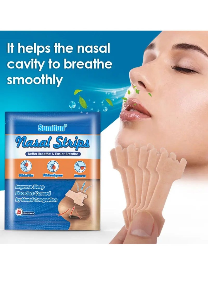 Sumifun 6 Pcs Nasal Strips Nose Strips for Breathing Nasal Congestion Breathe Better Nasal Congestion Relief Stops Snoring Anti Snoring Patch Breathing Plaster Patch Sleep Nose Patch - Image 3