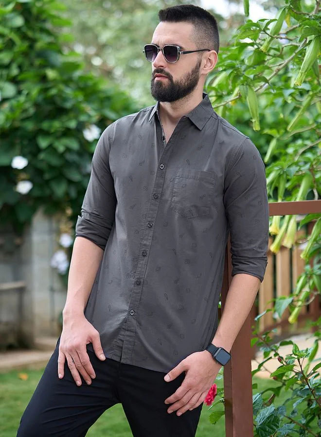 ديلينجر All Over Space Print Shirt with Chest Pocket by Styli