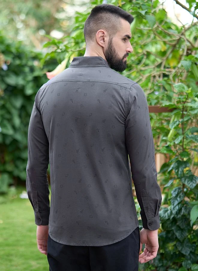 ديلينجر All Over Space Print Shirt with Chest Pocket by Styli
