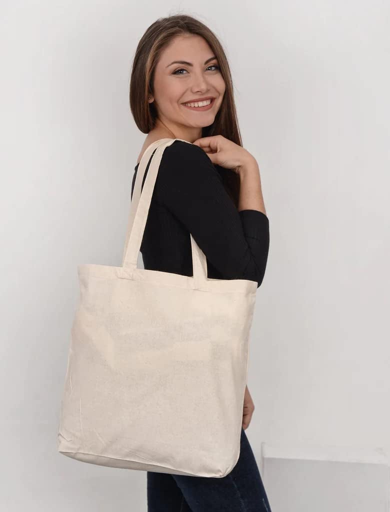 TBF Blank Bulk Canvas Tote Bags Wholesale Organic, Natural Color Plain Bags for Decorating, Heat Transfer, Printing, DIY, Crafts (3 Bags) - Image 2