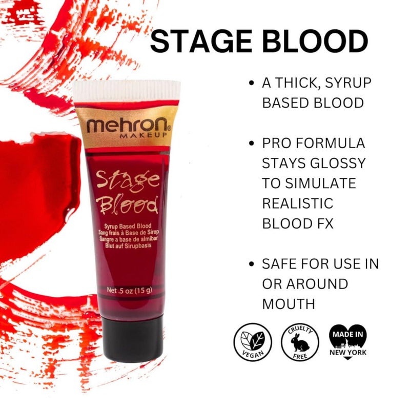Mehron Makeup Stage Blood | Realistic For Halloween | Washable Fake Blood for Special FX, Stage & Screen, Halloween, & Cosplay (Bright Arterial) - Image 3